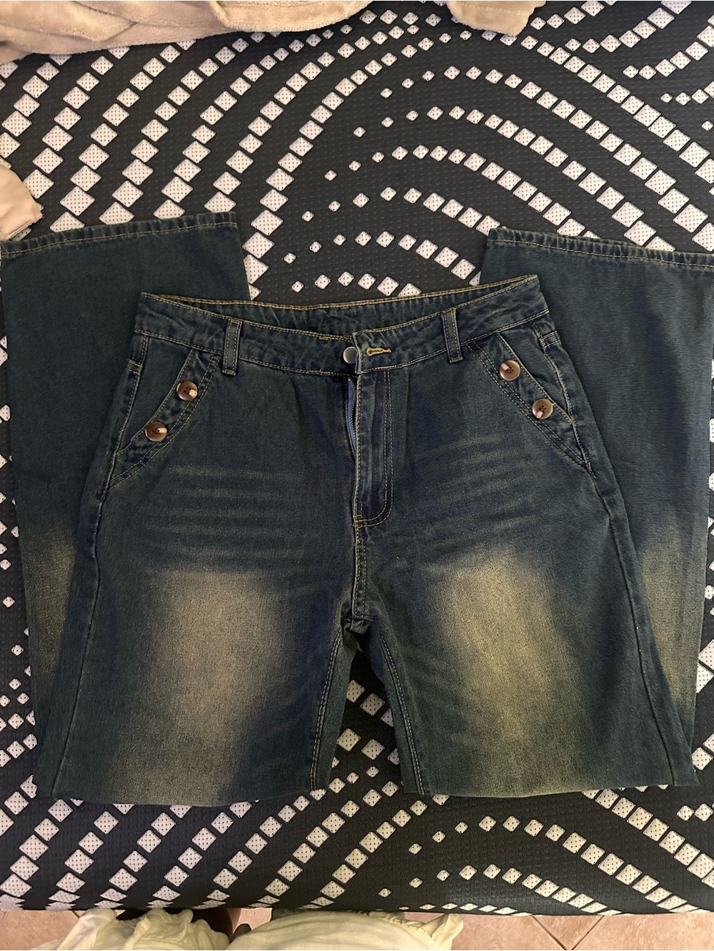 Women’s Bootcut Denim Jeans in Washed Dark Blue